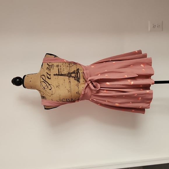 ⭕️ PRICE FIRM Free People Size 0 Low Criss Cross Back Floral Mauve Dress - Picture 4 of 9